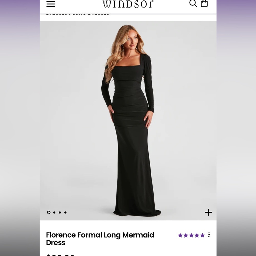 Black Windsor Long Sleeve Formal Dress
